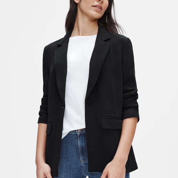 Eileen Fisher | Black Lightweight Silk Sponge Blazer Small - Picture 1 of 8